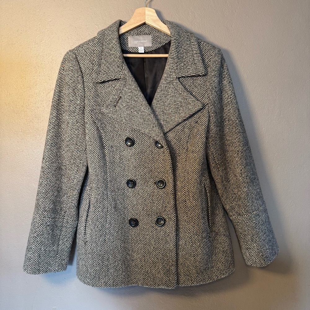 Women's Wool Tweed Double Breasted Pea Coat Size XL by Croft & Barrow Y2K Boho